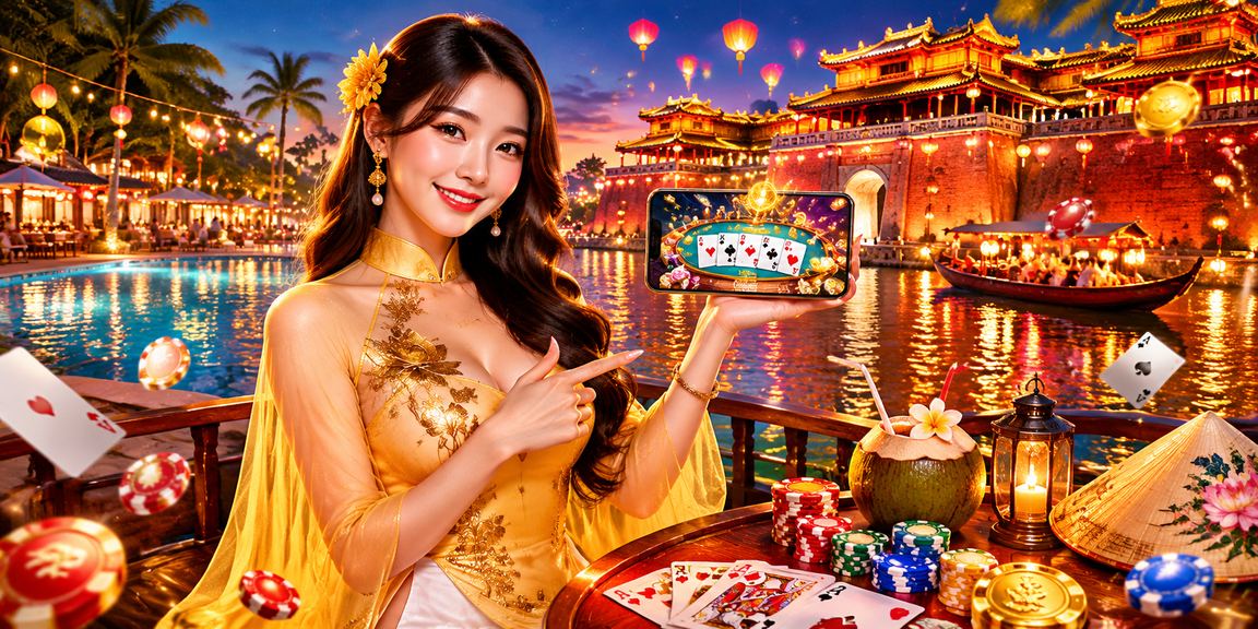 Không khí chơi bài truyền thống Huế kết hợp phong cách áo dài và trải nghiệm card game trực tuyến